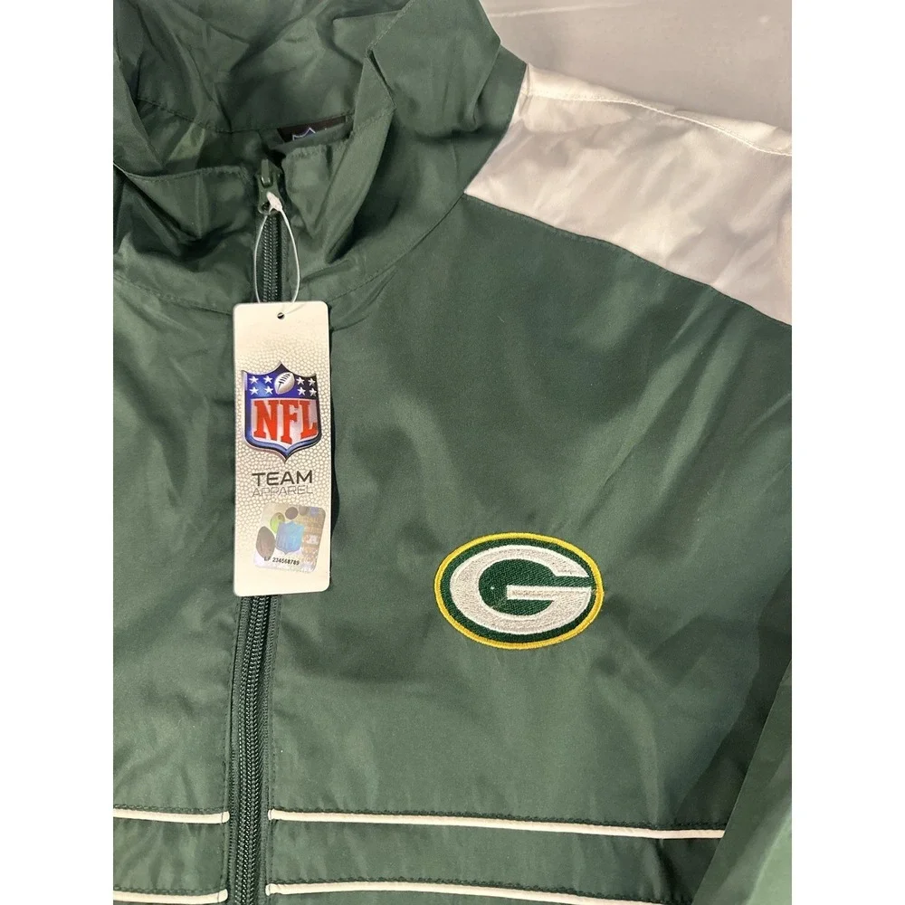 VTG Reebok Green Bay‎ Packers NFL Mens XL Windbreaker Green Lightweight NWT